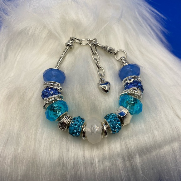 Deluxe Charm Bracelet, silver plated, snake chain with heart clasp. - Picture 16 of 16